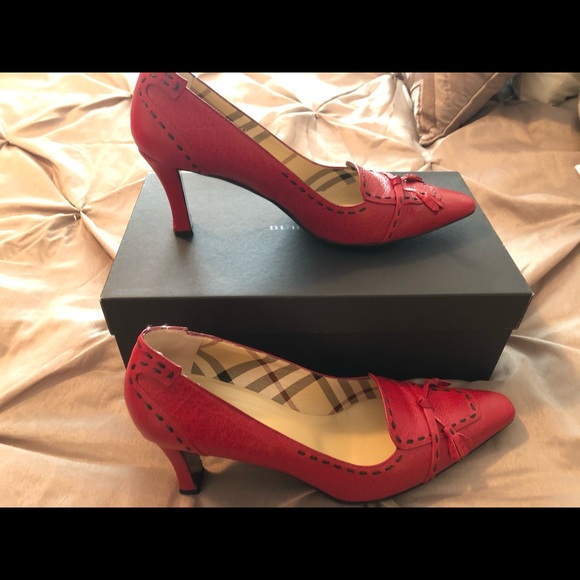 Burberry Shoes - Burberry red heels -authentic
